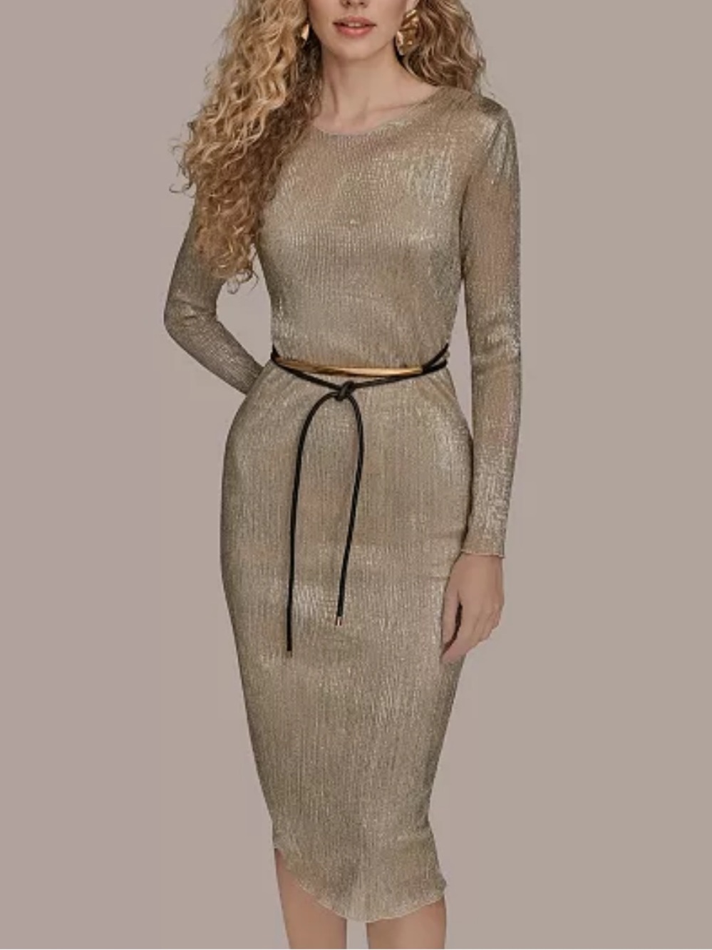 Donna Karan New York Gold metallic Dress - Picture 2 of 10
